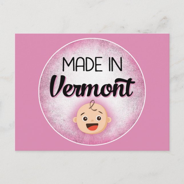Vermont Baby Funny Rosa New Girl Postcard Vykort (Framsida)