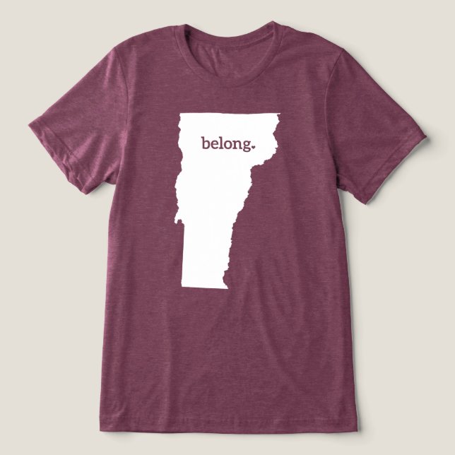 Vermont Belong-staten Karta T Shirt (Design Framsida)