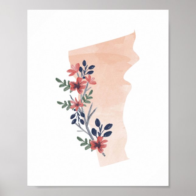 Vermont Blommigt Vattenfärgstillstånd Poster (Framsidan)