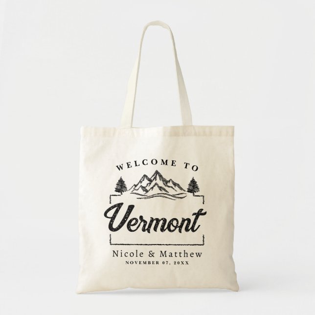 Vermont Bröllop Välkommen Minimalist Elegant Tygkasse (Framsidan)
