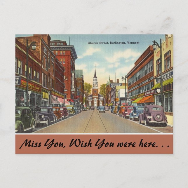 Vermont, Church Street, Burlington Vykort (Framsida)