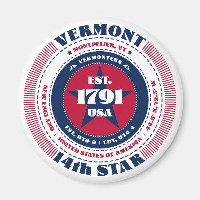 Vermont Circle Typography Souvenir Magnet (Framsidan)