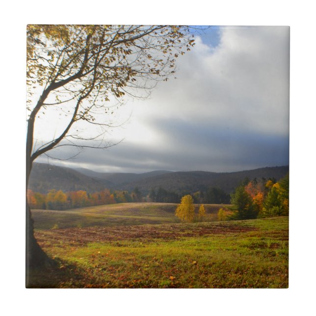 Vermont Cloudy Fall Day Tile Kakelplatta (Framsidan)