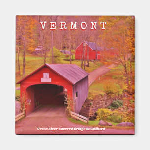 Vermont Covered Bridge - 2 tum kvadratstreck Magnet
