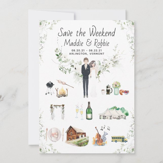 Vermont Destination Bröllopsresplan Karta Anpassad Inbjudningar (Baksida)