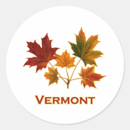 Vermont Fall Foliage - Maple Löv Runt Klistermärke