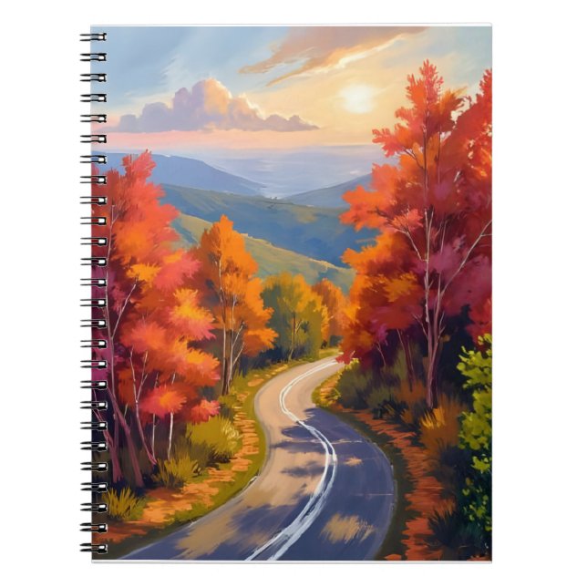 Vermont Fall Foliage Watercolor Landscape Anteckningsbok (Framsidan)