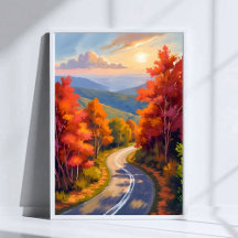 Vermont Fall Foliage Watercolor Landscape Painting