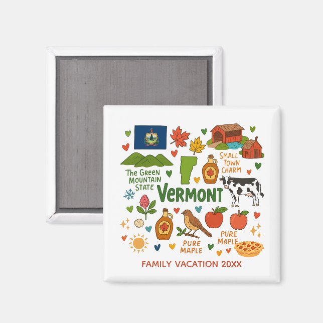 Vermont Familjesemester Souvenir Anpassad Magnet (Front/Back)