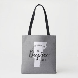 Vermont Family Monogram State Tote Bag Tygkasse