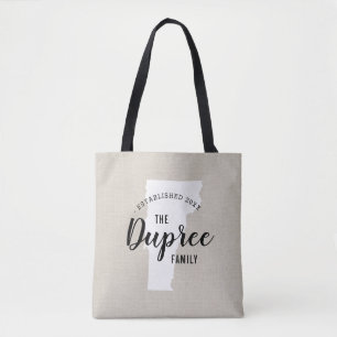 Vermont Family Monogram State Tote Bag Tygkasse