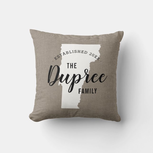 Vermont Family Monogram-staten Dekorativ kudde (Framsida)