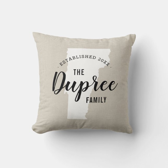 Vermont Family Monogram-staten Dekorativ kudde (Framsida)