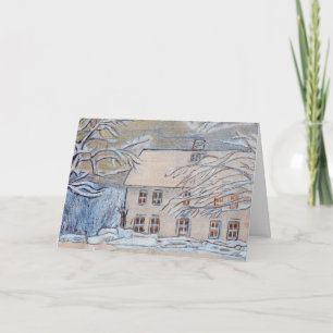 Vermont Farmhouse in Winter Greeting Card Kort