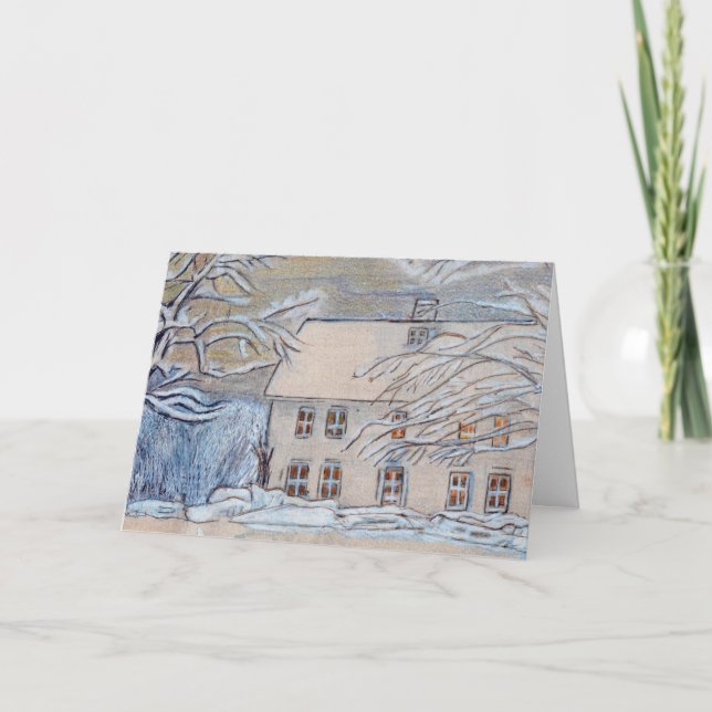 Vermont Farmhouse in Winter Greeting Card Kort (Framsida)