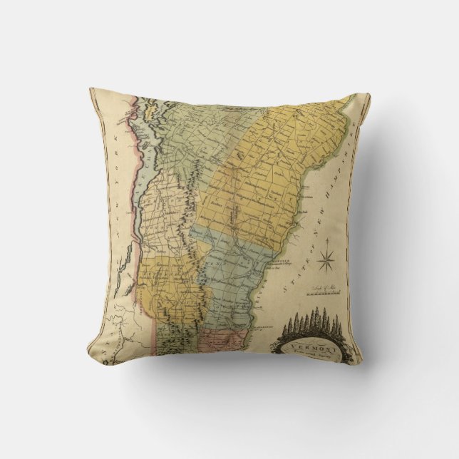 Vermont, från faktisk undersökning - Vintage 1814  Kudde (Framsida)