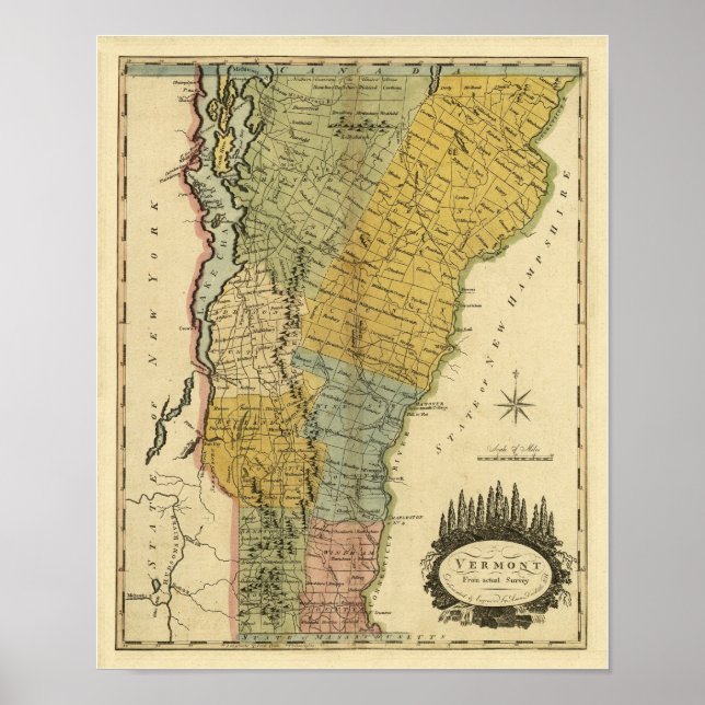 Vermont, från verklig undersökning - Vintage 1814  Poster (Framsidan)