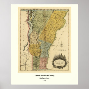 Vermont, från verklig undersökning - Vintage 1814 Poster