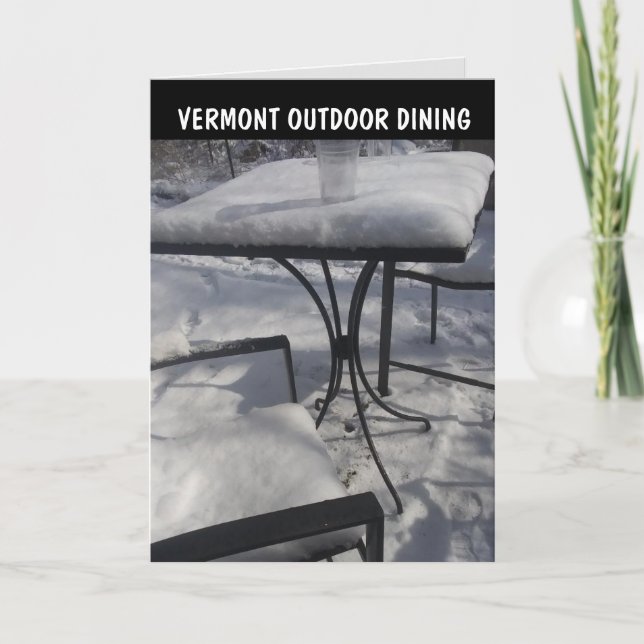 VERMONT FUNNY CHRISTMAS-KORT 'WINTER DINING' TACK KORT (Framsida)