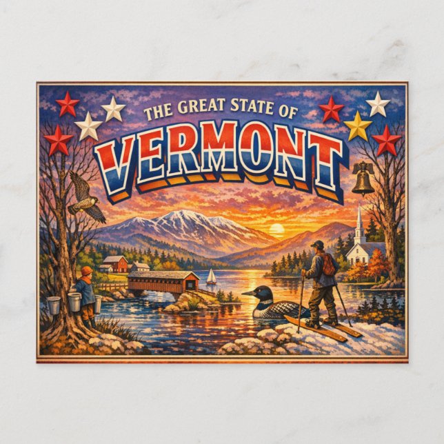 Vermont Greetings Postcard  Vykort (Framsida)