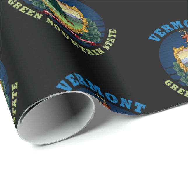 VERMONT GRÖN BERG STATLIG FLAGGA PRESENTPAPPER (Rullad Hörn)