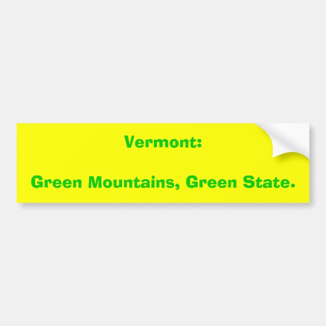 Vermont: Gröna berg, grönt tillstånd Bildekal (Framsidan)