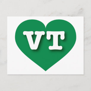 Vermont Grönt Heart - I kärlek VT Vykort