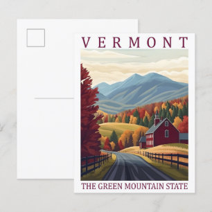 Vermont Grönt Mountain State USA Travel Ställe Vykort