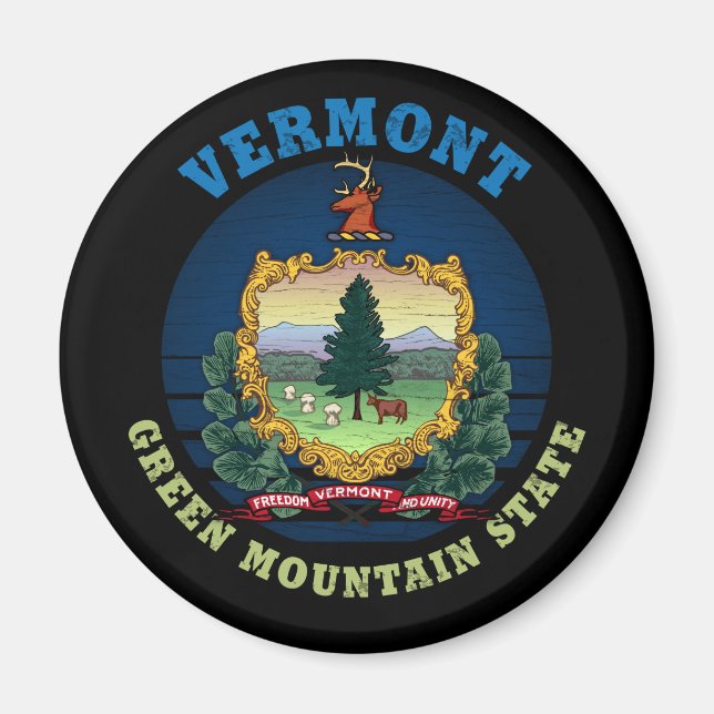 VERMONT GRÖNT MOUNTAIN STATLIG FLAGGA MAGNET (Framsidan)