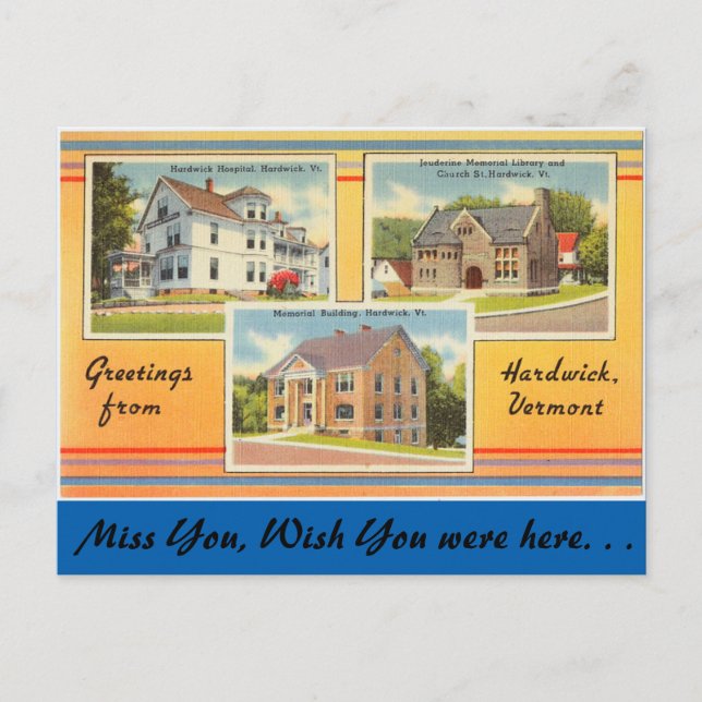 Vermont, Hälsning från Hardwick Vykort (Framsida)