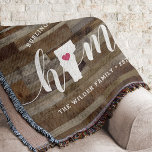 Vermont Home State Personlig Rustic Wood look Filt<br><div class="desc">Visa lite stolthet över hemmet med den här söta, rustiska träplattan som innehåller "hem" i vita kalligrafskript med en silhuett karta i Vermont-staten som står i brev "O". En rosa hjärtillustration inuti det statliga karta kompletterar designen. Du kan ändra hjärtans position till din hemstad genom att öppna designen verktyg och...</div>
