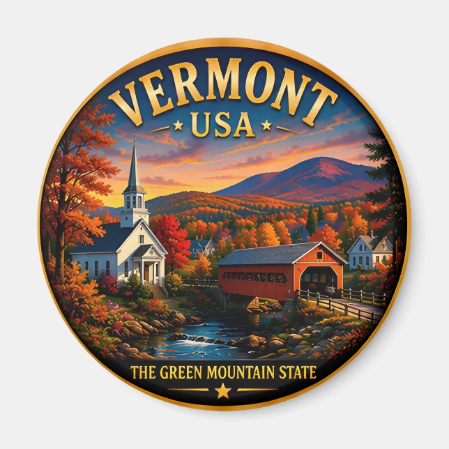 Vermont Höstbergutflykt 🟡 Magnet (Framsidan)