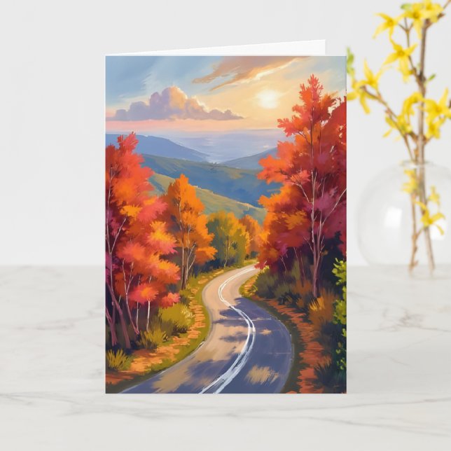 Vermont höstlövverk vattenlandskap kort (Gul blomma)