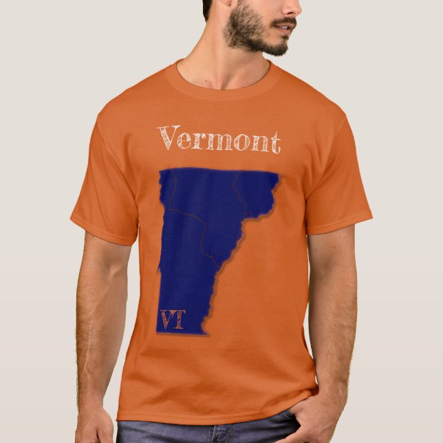 Vermont Interstate [Navy Blue Design] T Shirt (Framsida)
