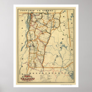 Vermont järnväg & Townkarta 1896 Poster
