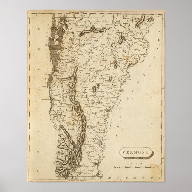 Vermont Karta av Arrowsmith Poster (Framsidan)