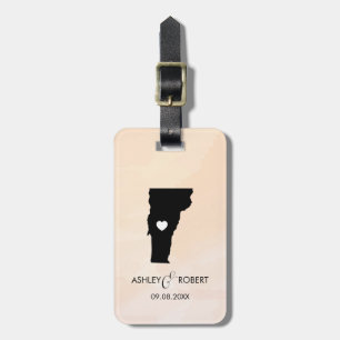 Vermont Karta Bröllop Luggage Tag, Anpassningsbar  Bagagebricka