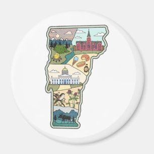 Vermont Karta i delstaten Burlington Killington VT Magnet