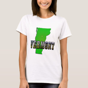 Vermont Karta kontur och Bild T-shirt