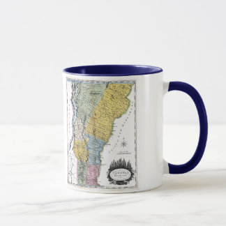 Vermont karta och statlig flagga mugg
