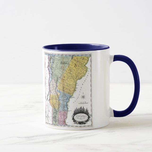 Vermont karta och statlig flagga mugg (Höger)