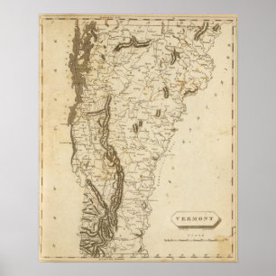 Vermont karta vid Arrowsmith Poster