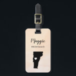 Vermont kartbagageetikett, bröllopsfest välkommen bagagebricka<br><div class="desc">Dessa statliga bagageetiketter utgör perfekta bröllopspresenter eller välkomstpresenter.  Fäst den på dina brudtärnors presenter istället för en typisk papperspresentetikett,  och de kan använda den i månader och år framöver. Etiketterna har en persikofärgad akvatellbakgrund. För att placera hjärtat på bröllopsplatsen,  använd alternativet "anpassa ytterligare".</div>