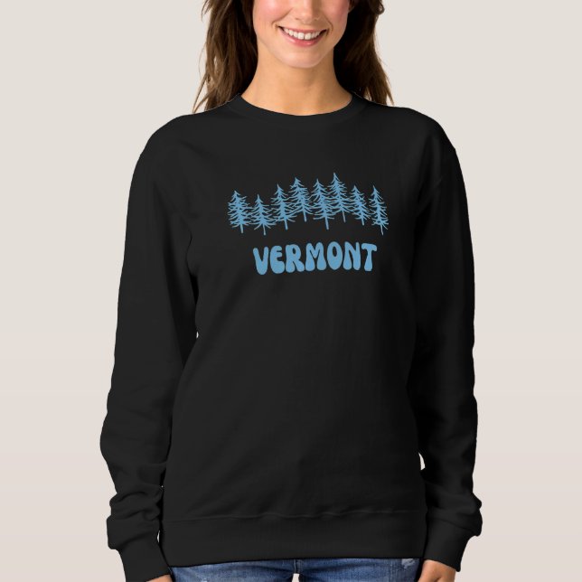 Vermont Light Blue Retro Groovy Nature Outdoors Sk T Shirt (Framsida)