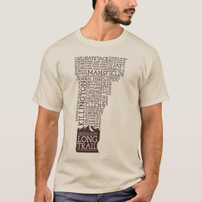 Vermont Long Trail Långärmad T-Shirt (brun Logotyp (Framsida)