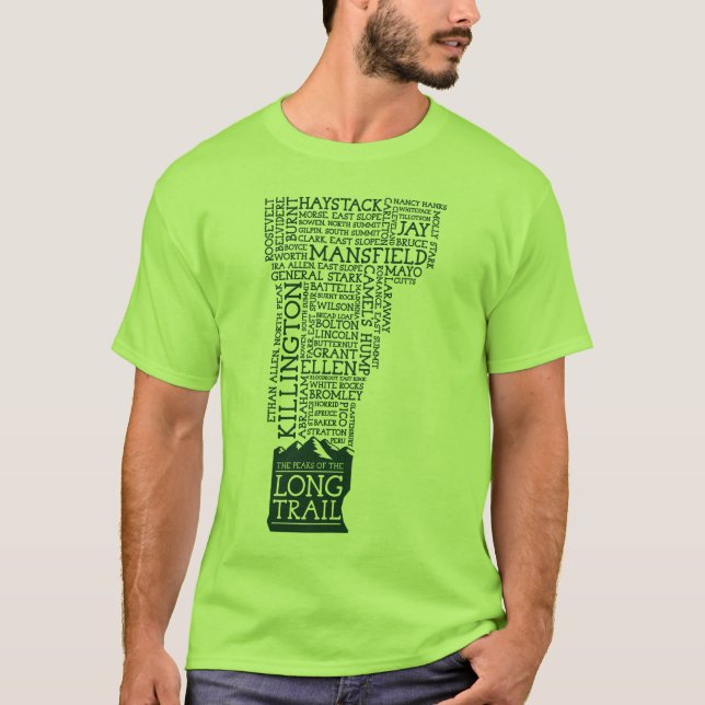 Vermont Long Trail T-Shirt (Grönt Logotyp) (Framsida)