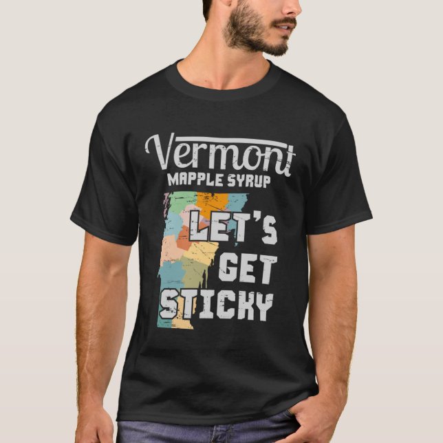 Vermont Maple Karta Souvenir Syrup T Shirt (Framsida)