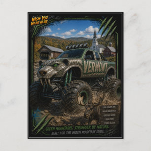 Vermont Monster Truck Terräng Konst Vykort