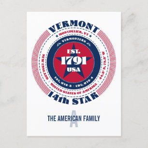 Vermont, Montpelier, VT, Patriotic, Monogram Vykort