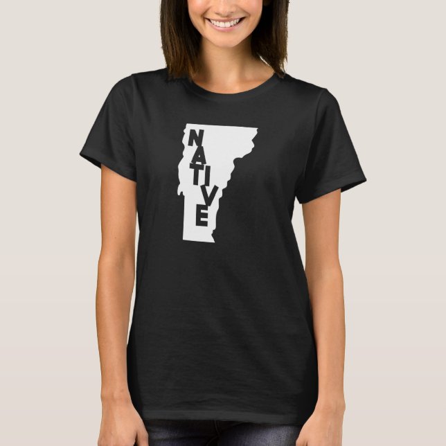 Vermont Native Home US State Karta T Shirt (Framsida)